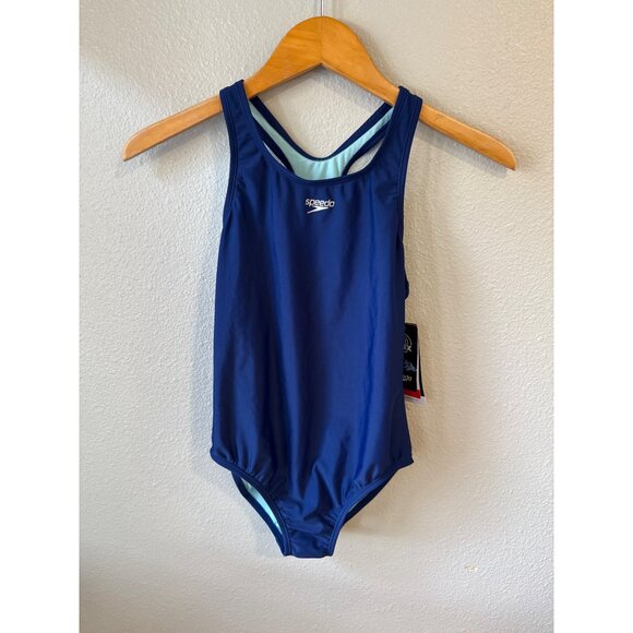 Speedo NWT Women's Blue Racerback Swimsuit Size 12 Two-Tone Blue Design - Picture 4 of 5